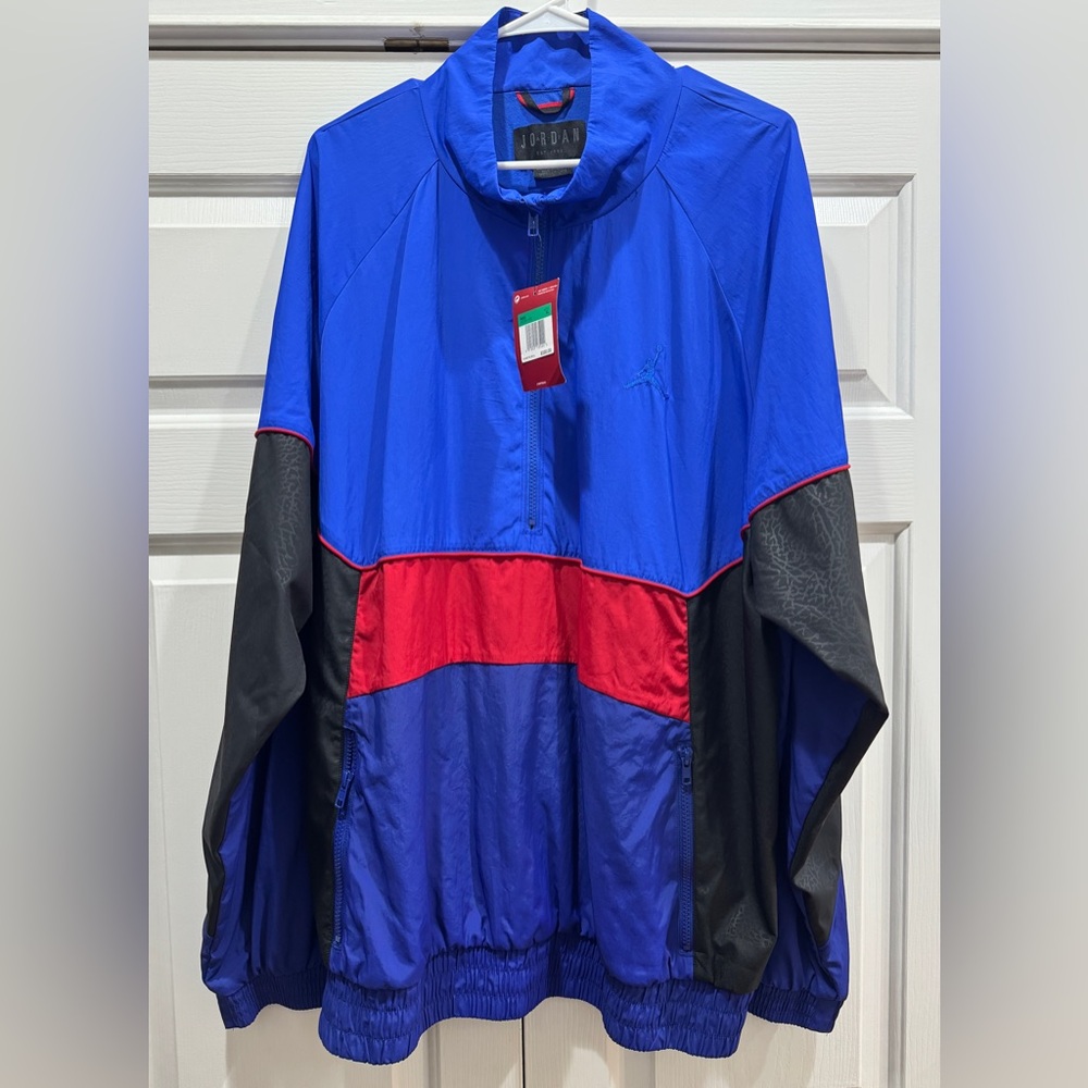 Jordan AJ Retro 3 Air Jordan Half Zip Pullover Jacket Blue/Red/Cement XL NWT
